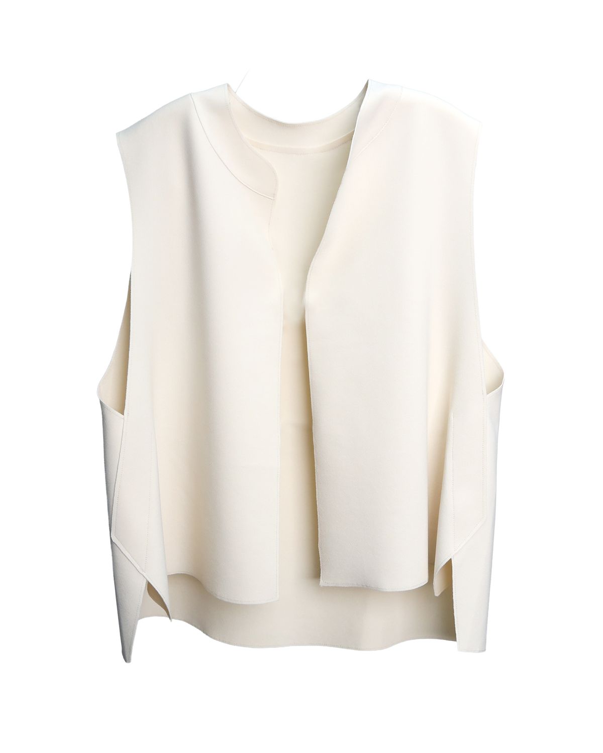 HIGH LOW HEM VEST - ALMOND