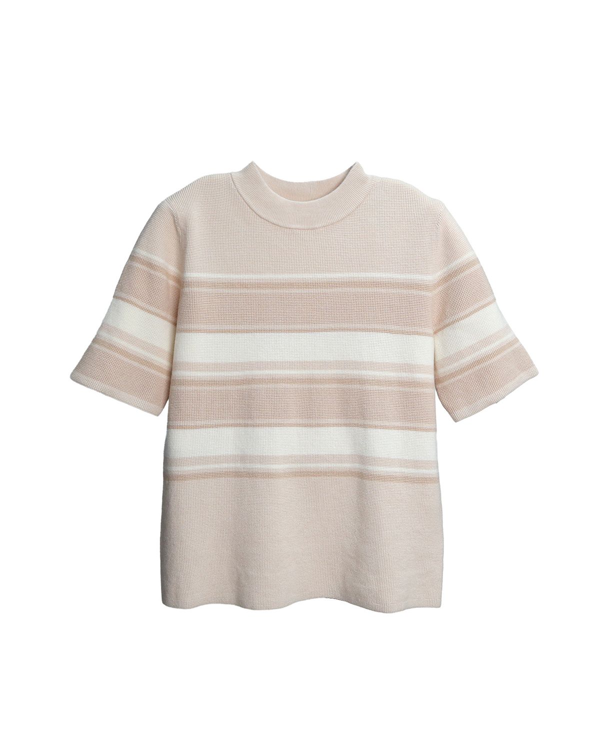 MOCK NECK TOP - ALMOND STRIPE