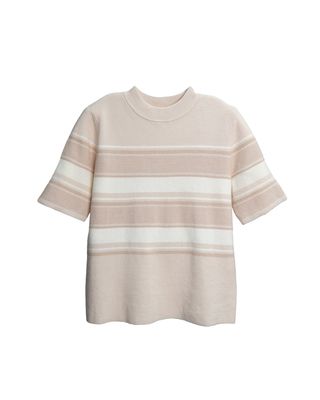 MOCK NECK TOP - ALMOND STRIPE