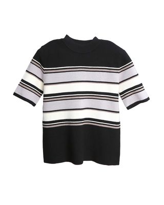 MOCK NECK TOP - BLACK STRIPE