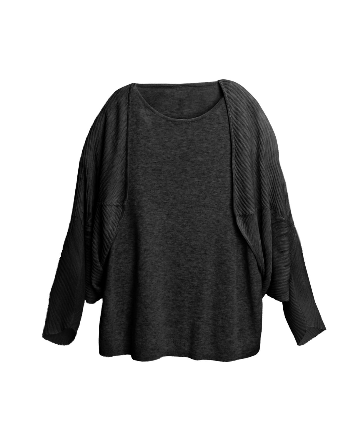 BATWING CARDIGAN - BLACK/BLACK