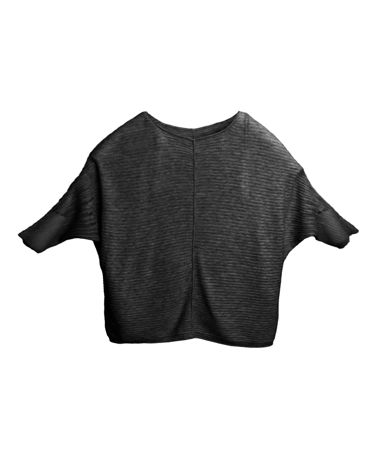 BATWING KNIT TOP - BLACK/BLACK
