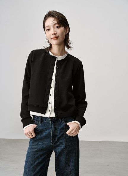 LAYERED JACKET - BLACK/ EGGSHELL