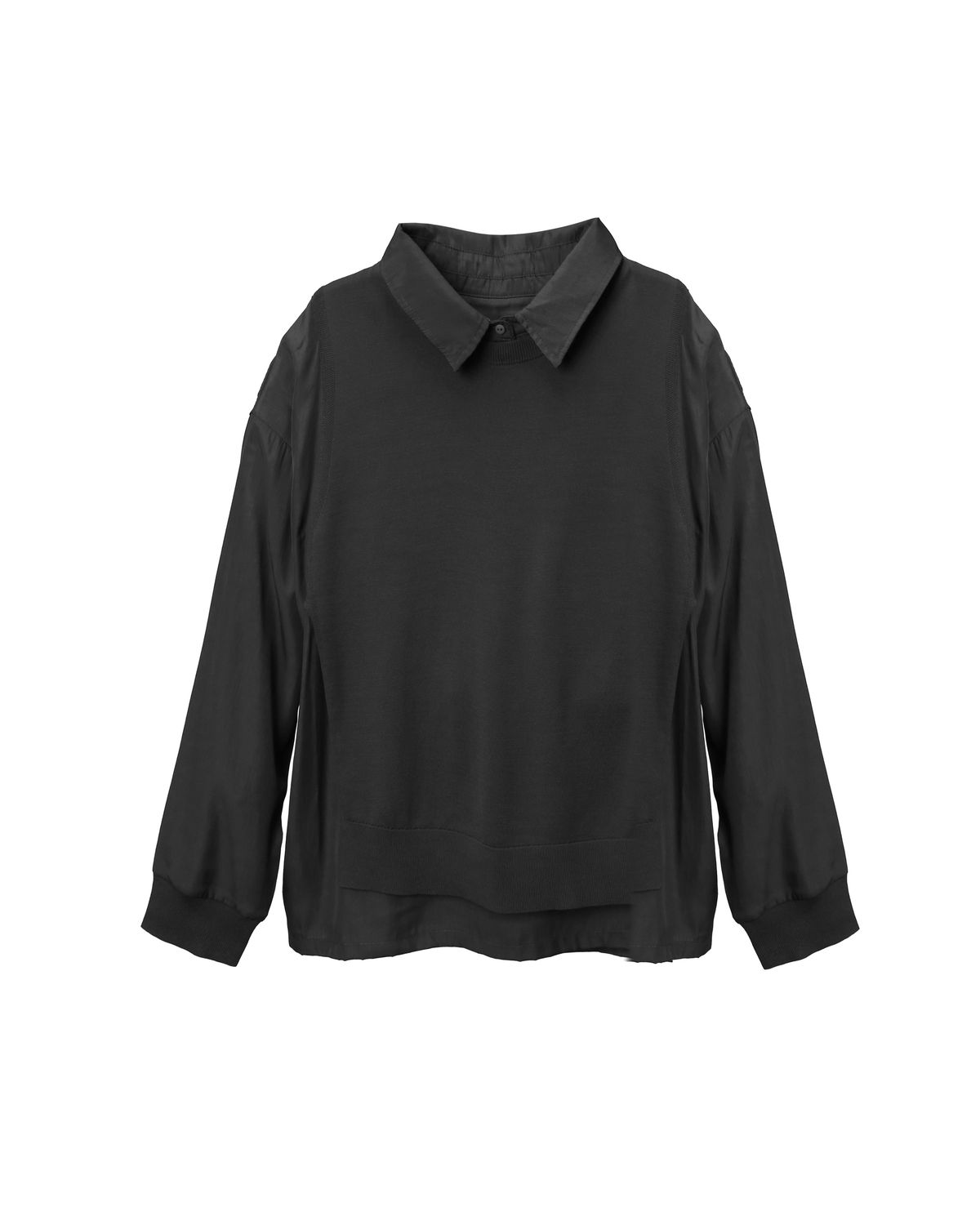 LONG SLEEVES FLARE TOP - BLACK