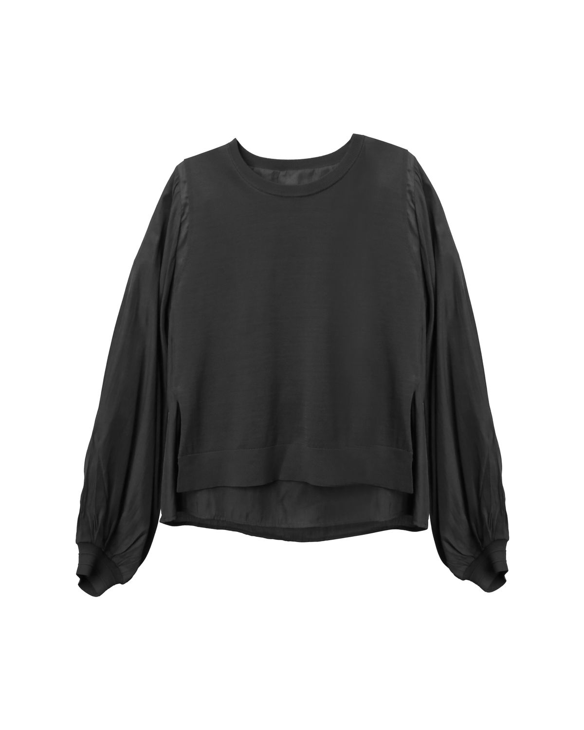 LONG SLEEVES FLARE TOP - BLACK