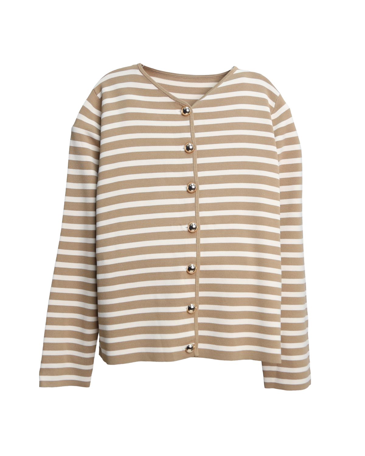 METAL BUTTONS CARDIGAN - CAMEL/PEARL