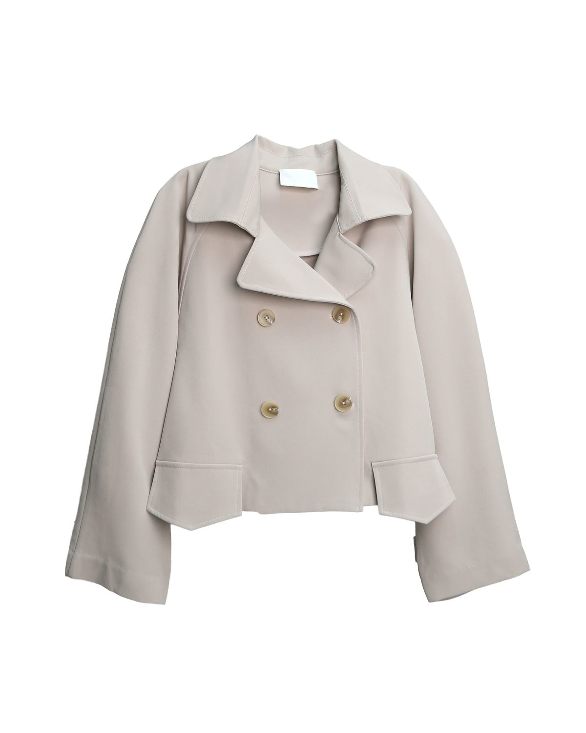 DOUBLE BREASTED CROPPED JACKET - PEBBLE