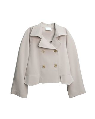 DOUBLE BREASTED CROPPED JACKET - PEBBLE