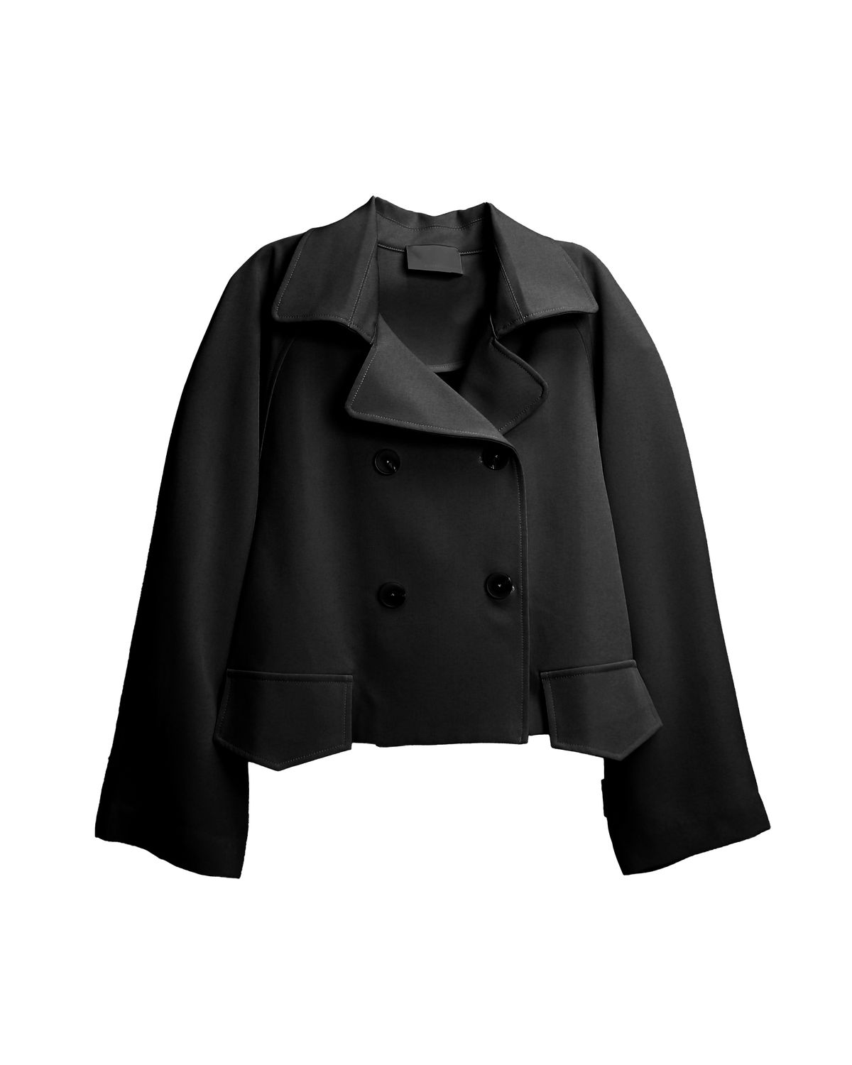 DOUBLE BREASTED CROPPED JACKET - BLACK