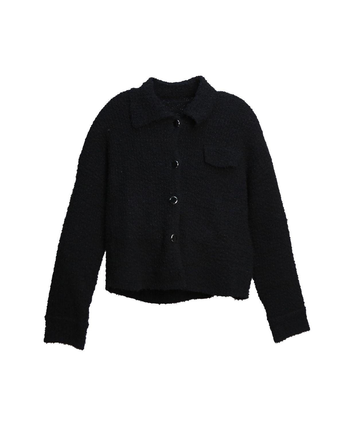 BUTTON-DOWN SHIRT COAT - BLACK