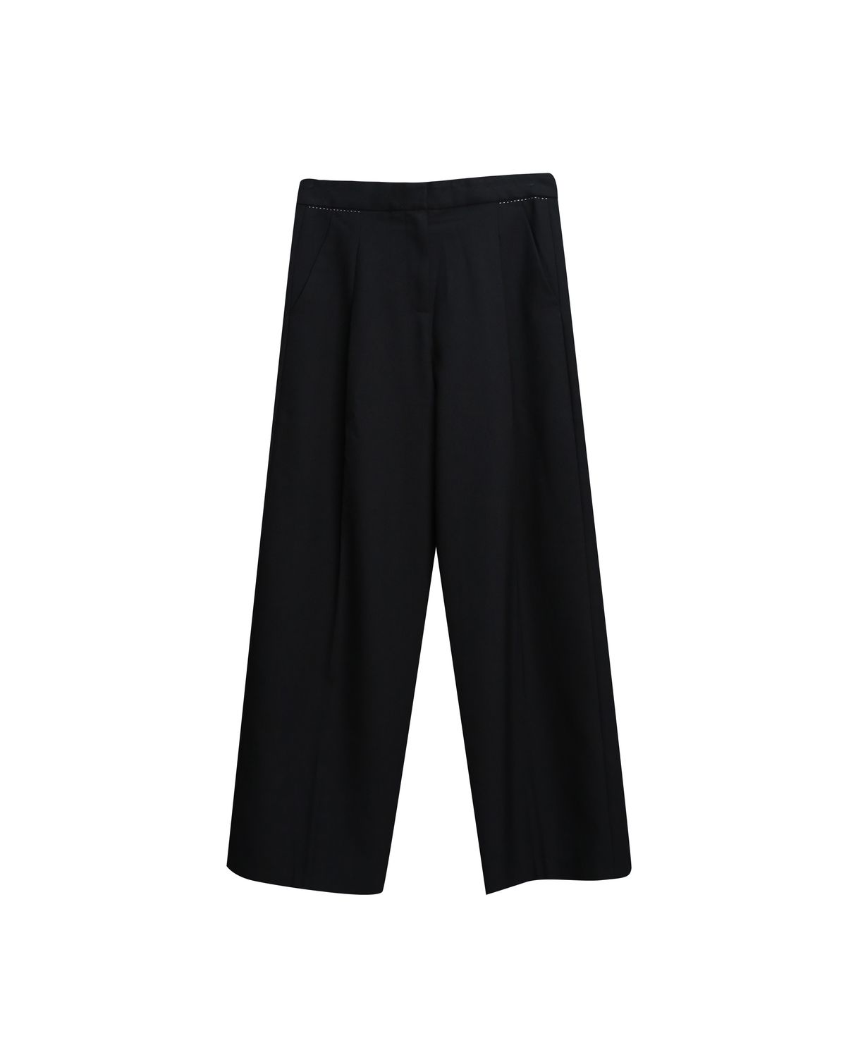 PLEATED FRONT PANTS - BLACK