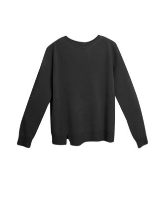 ONE SIDE SLIT PULLOVER - BLACK