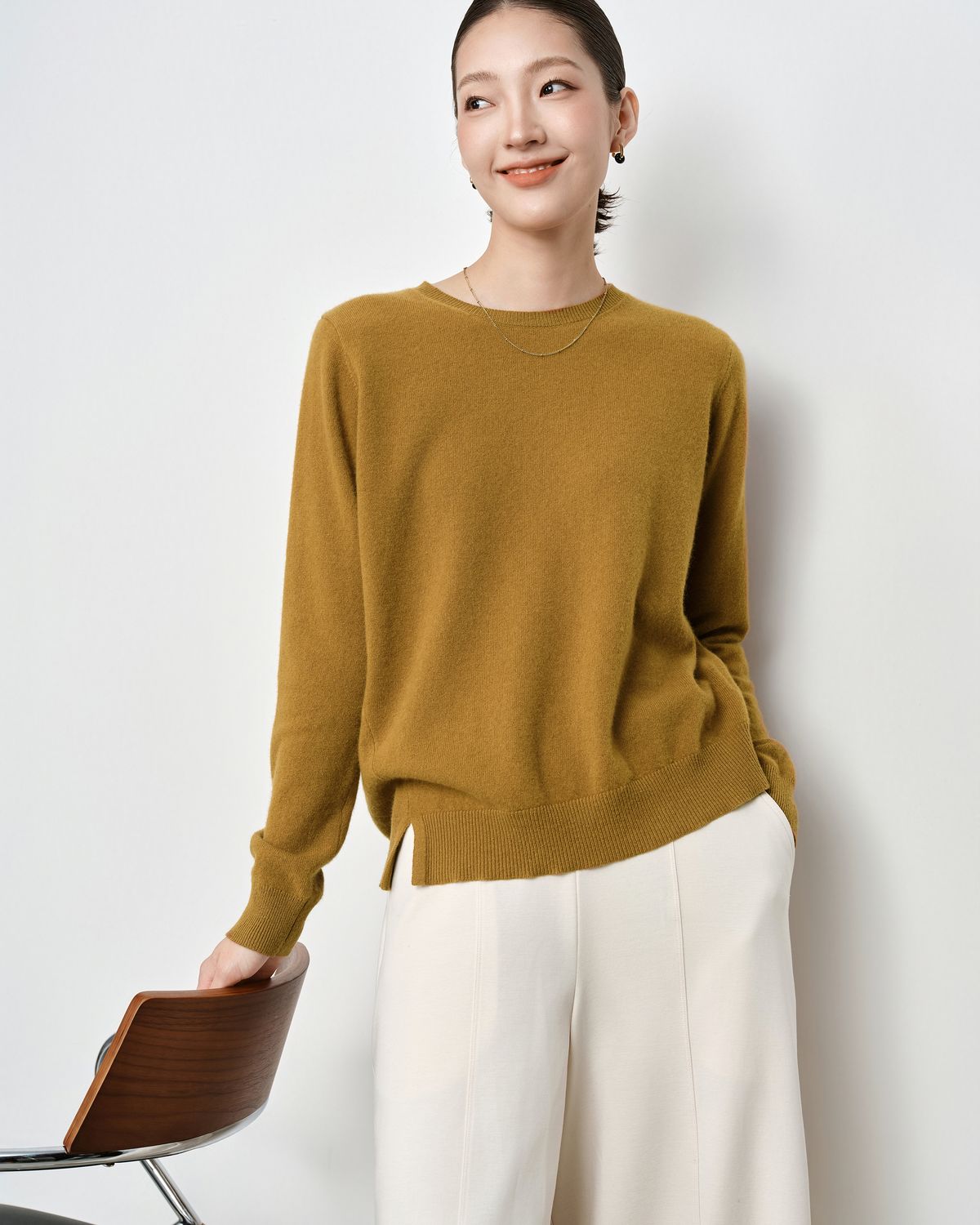 ONE SIDE SLIT PULLOVER - GINGER