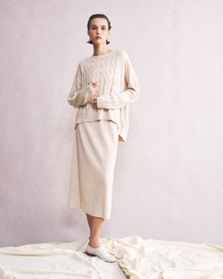 OVERSIZED CABLE-KNIT TOP - SHEEP