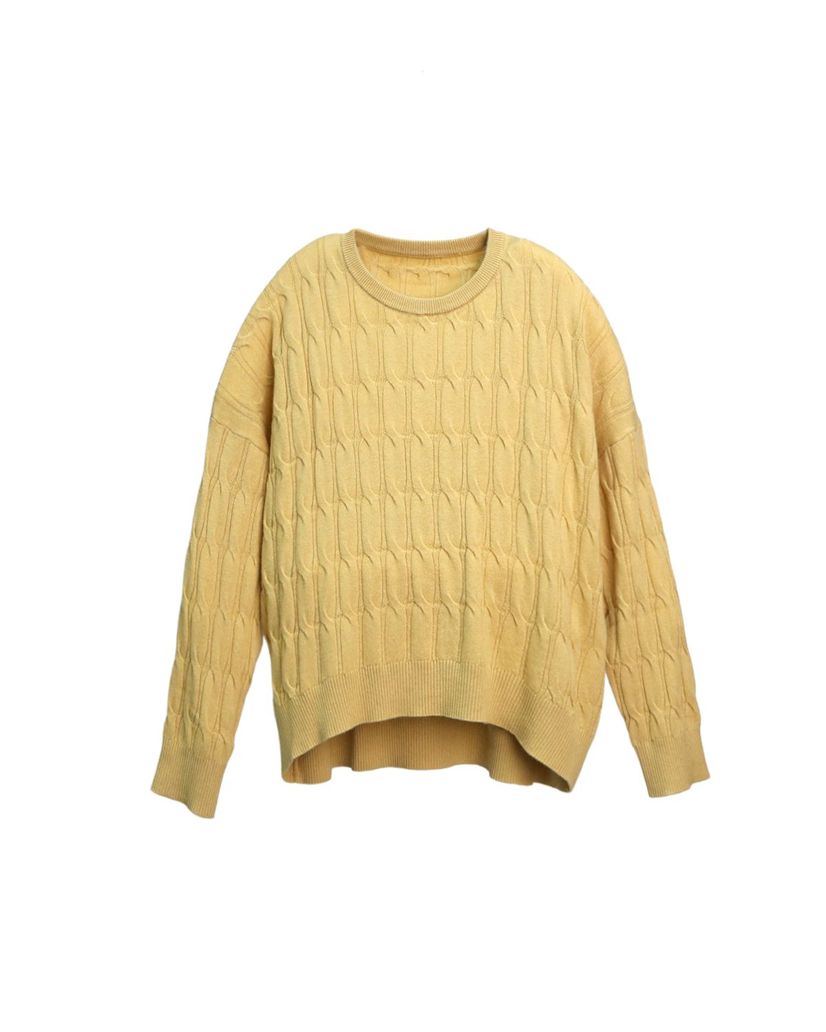 OVERSIZED CABLE-KNIT TOP - MUSTARD