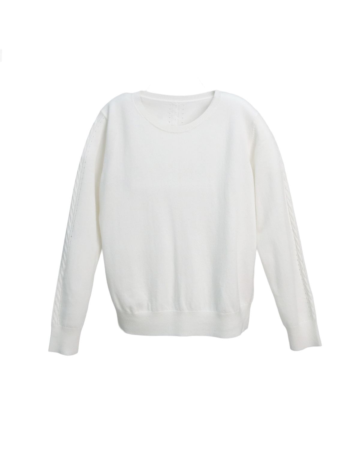 CABLE DETAIL KNIT PULLOVER - EGGSHELL