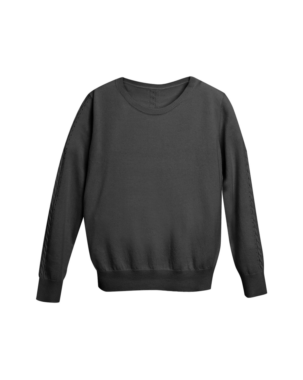 CABLE DETAIL KNIT PULLOVER - BLACK