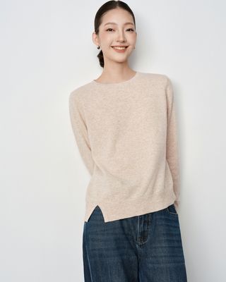 ONE SIDE SLIT PULLOVER - PEARL