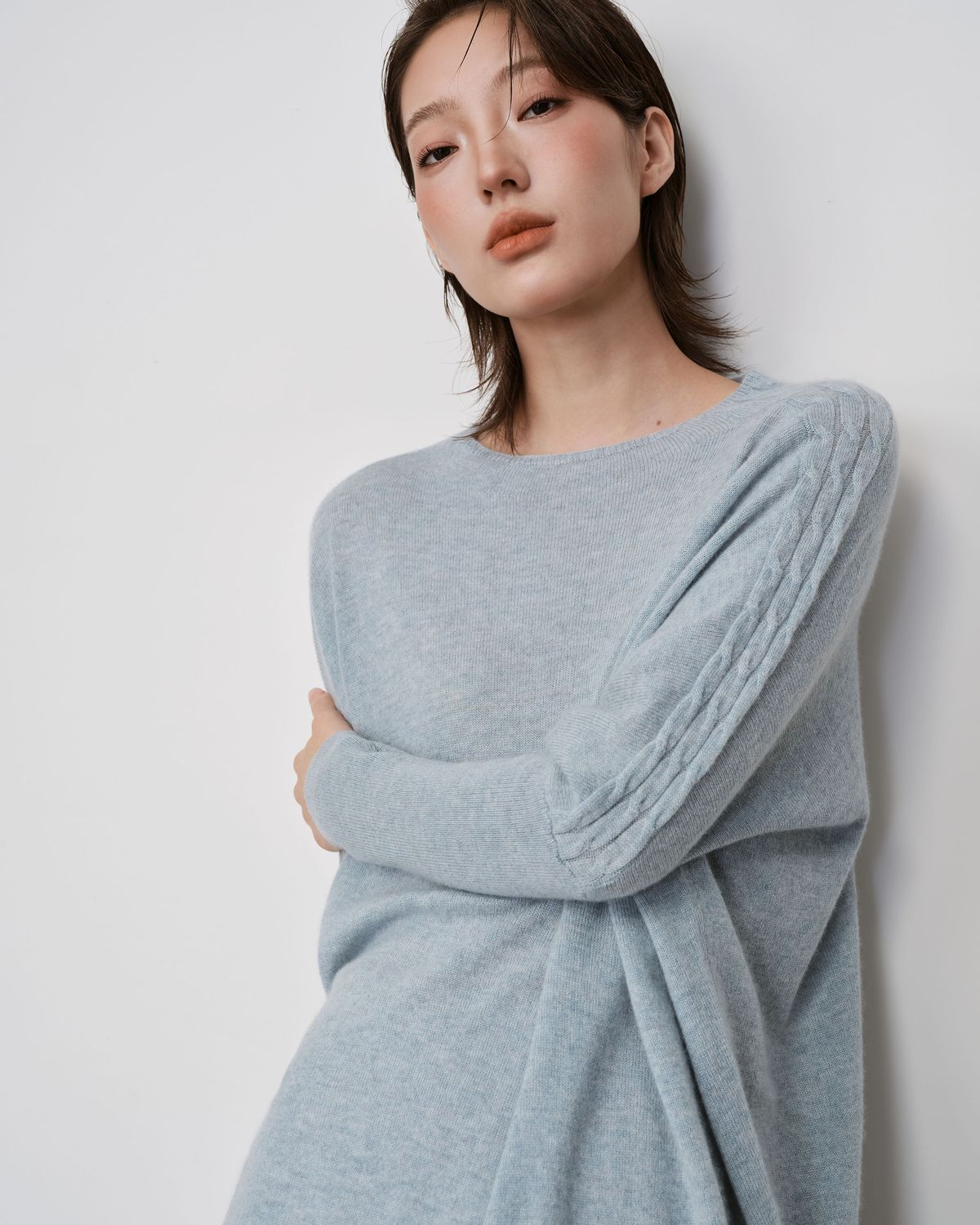 RIBBED KNIT PULLOVER - SKY