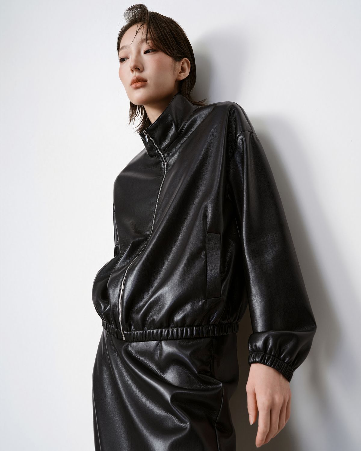 FAUX LEATHER JACKET - BLACK