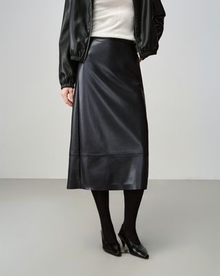 FAUX LEATHER SKIRT - BLACK