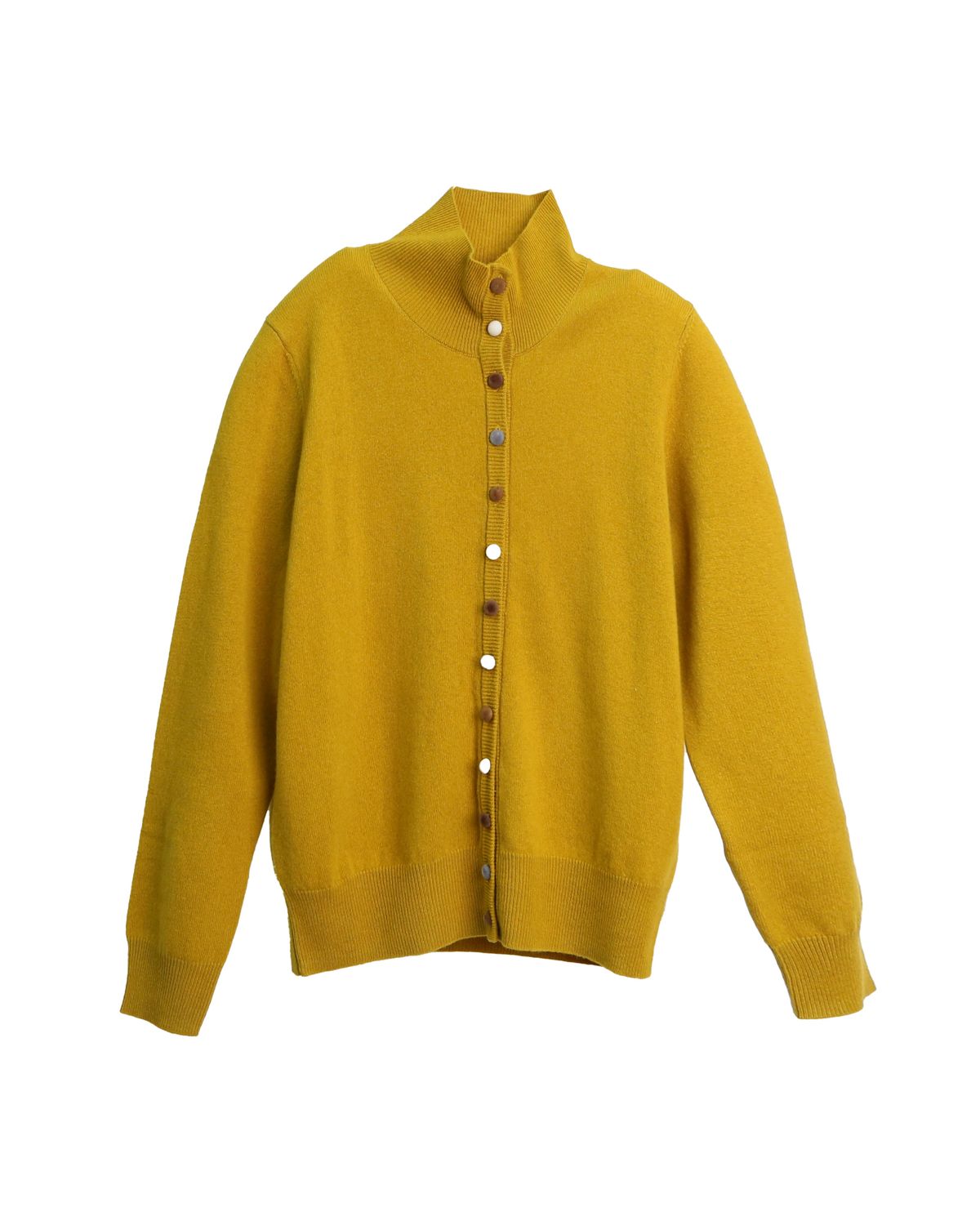 COLORFUL BUTTONED CARDIGAN - MUSTARD