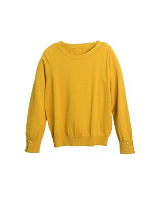 BUTTON DETAILED KNIT TOP - MUSTARD