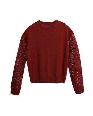 RIBBED HEM PULLOVER - RED BEAN