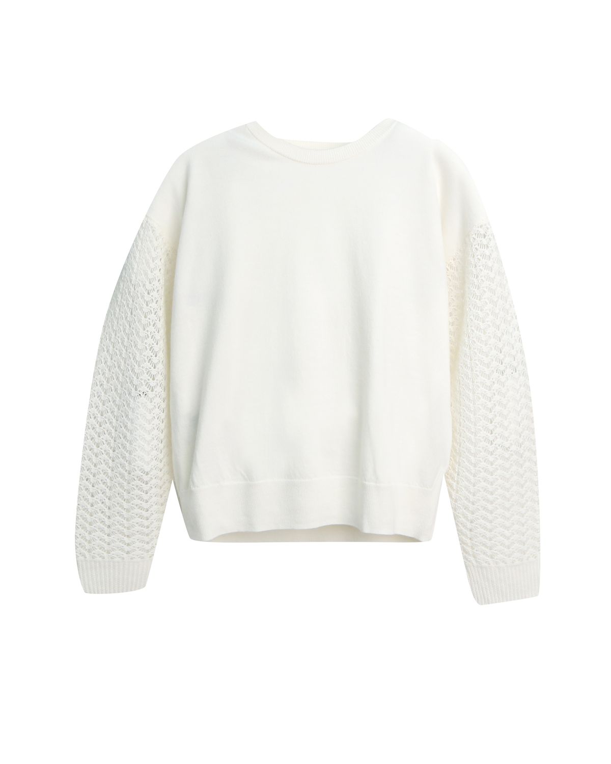 RIBBED HEM PULLOVER - EGGSHELL