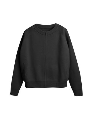 ZIP-UP KNITTED JACKET - BLACK
