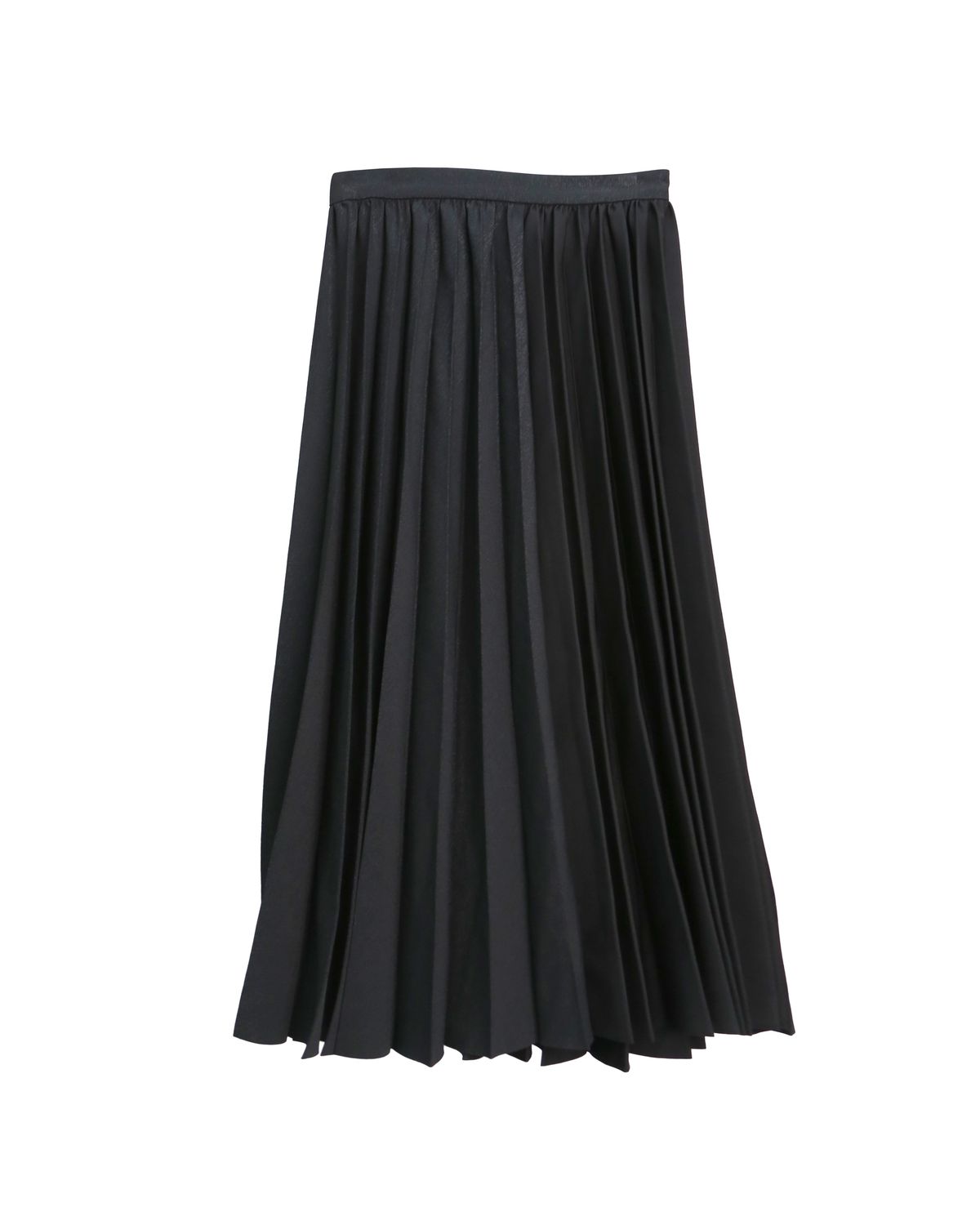 COLOR BLOCKING PLEATED SKIRT - BLACK