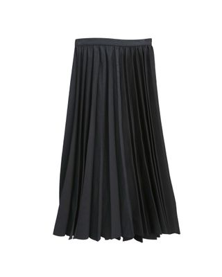 COLOR BLOCKING PLEATED SKIRT - BLACK
