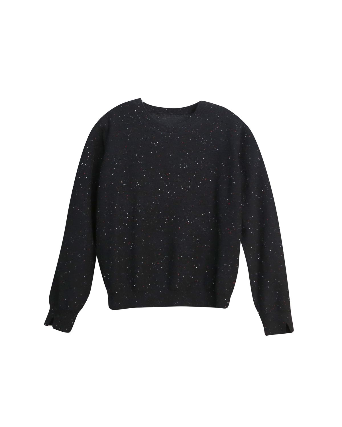 RIBBED HEM KNIT TOP - BLACK