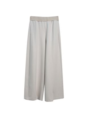 DOUBLE KNIT FRONT SLIT PANTS - CHALK