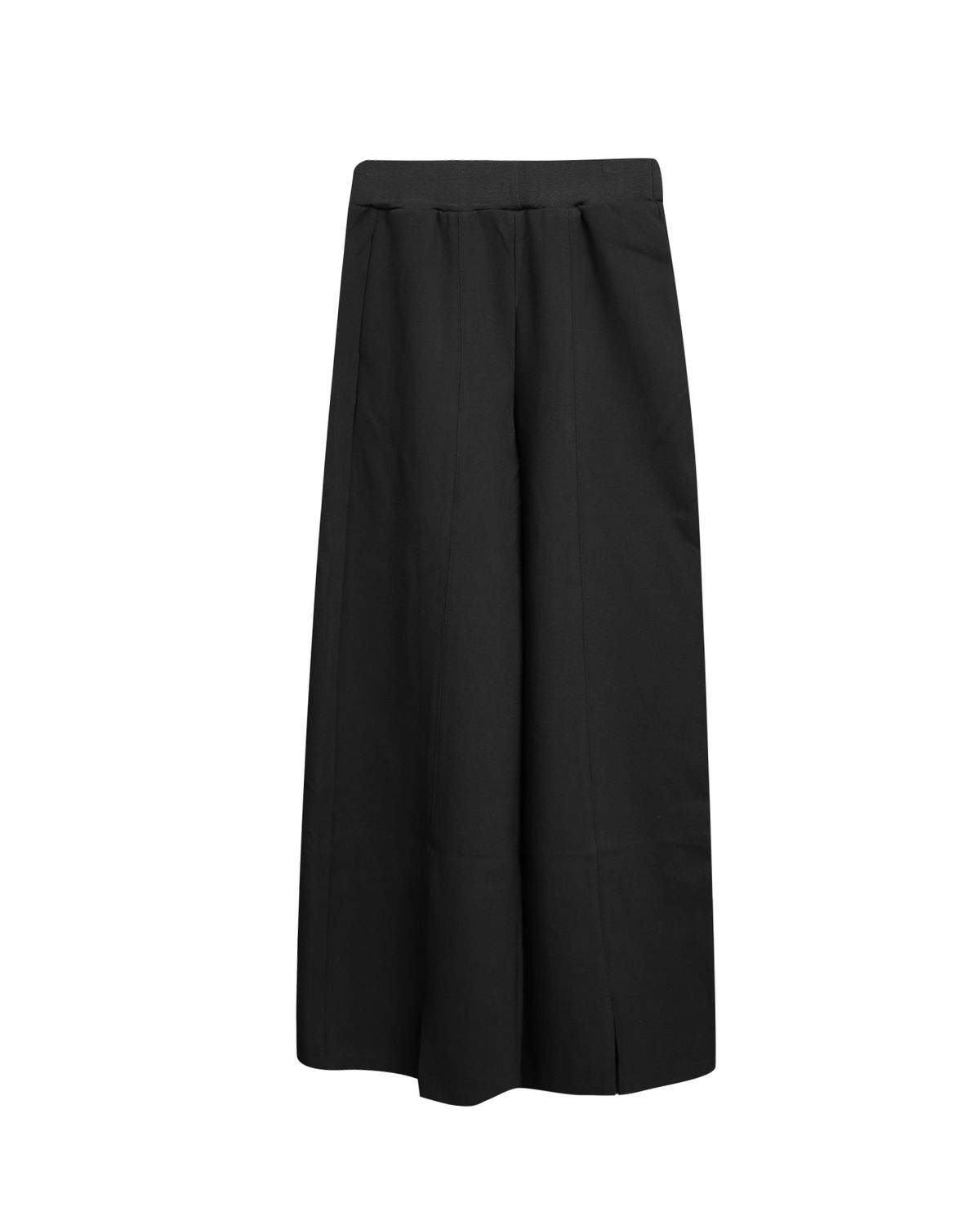 DOUBLE KNIT FRONT SLIT PANTS - BLACK