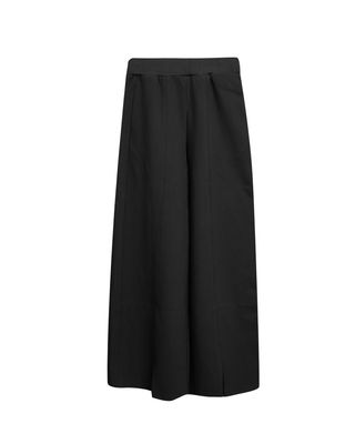 DOUBLE KNIT FRONT SLIT PANTS - BLACK