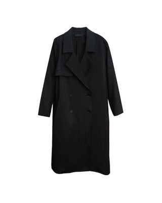 COLOR BLOCKING TRENCH COAT - BLACK