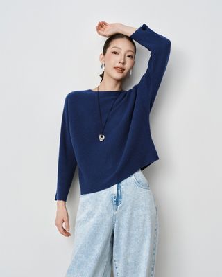 HORIZONTAL RIB TOP - DENIM