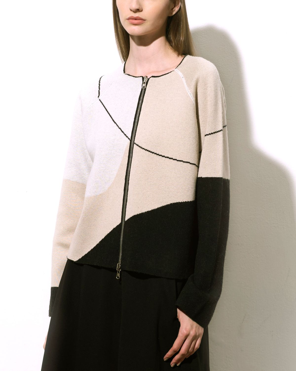 REVERSIBLE KNITTED JACKET - BLACK