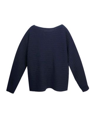 HORIZONTAL CABLE KNIT TOP - NAVY