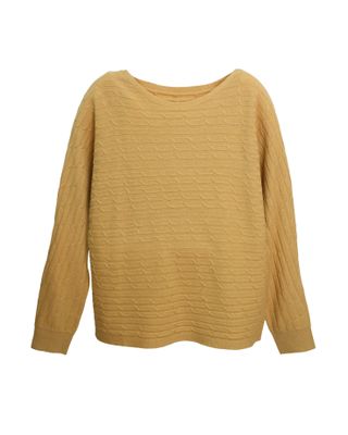 HORIZONTAL CABLE KNIT TOP - CAMEL