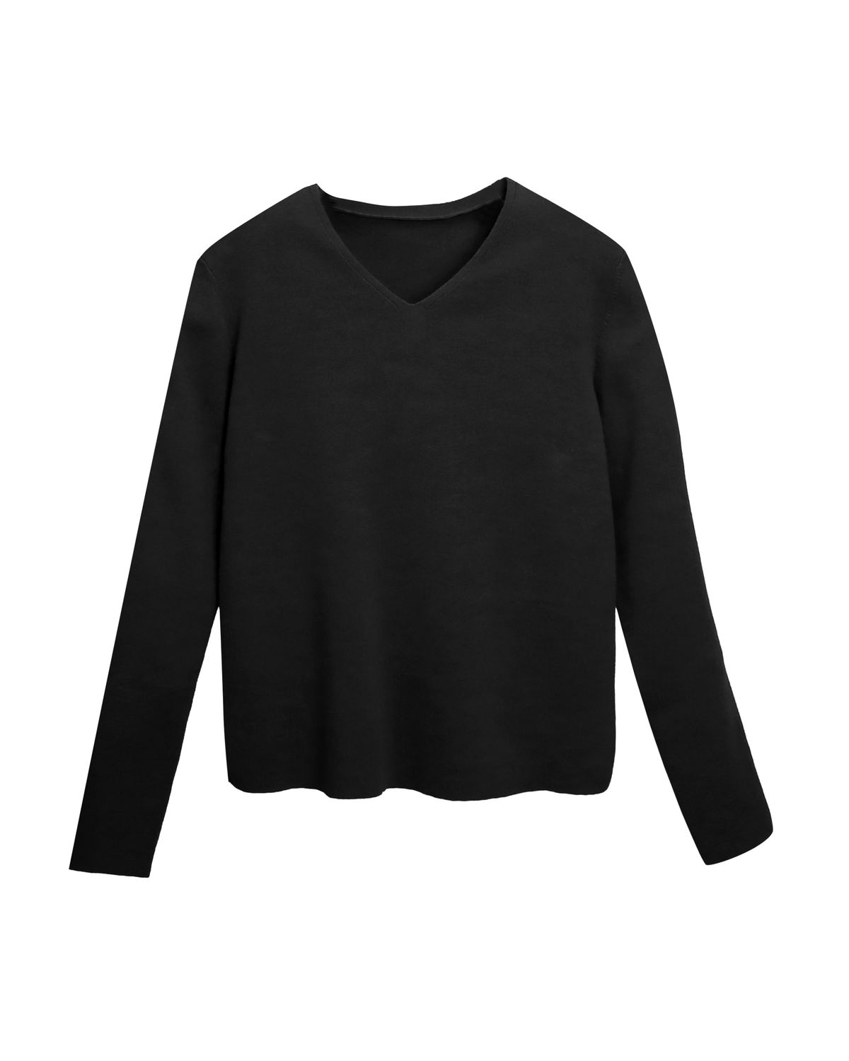 SIDE SLIT KNIT TOP - BLACK