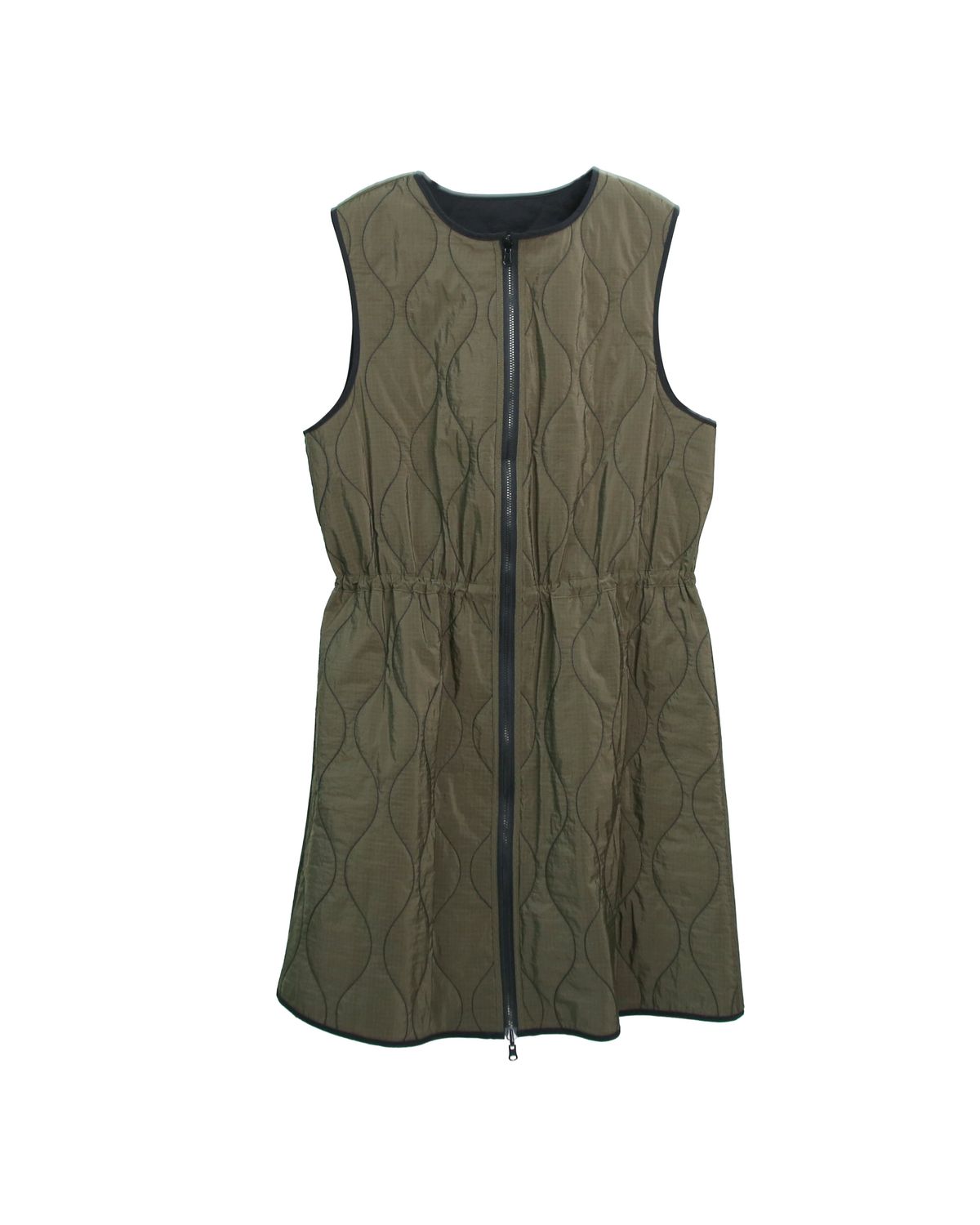 REVERSIBLE QUILTED VEST - BLACK/OLIVE