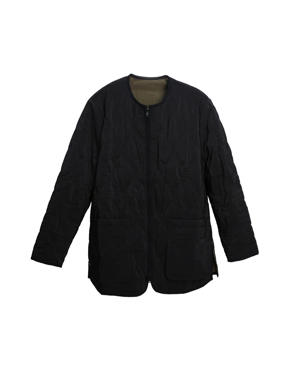 REVERSIBLE QUILTED JACKET - BLACK/OLIVE