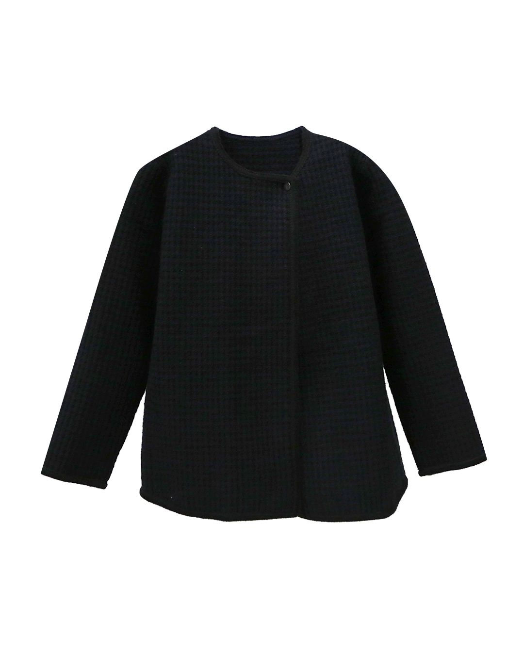 BOX CUT KNITTED COAT - BLACK