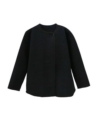 BOX CUT KNITTED COAT - BLACK