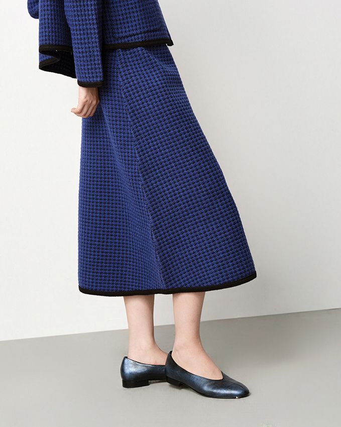 A-LINE MIDI KNIT SKIRT - ELECTRIC