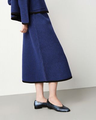 A-LINE MIDI KNIT SKIRT - ELECTRIC