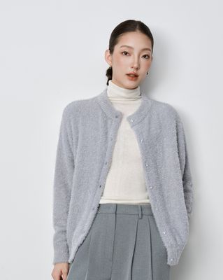 METALLIC CARDIGAN - SILVER