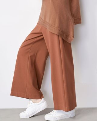 DOUBLE KNIT CROPPED PANTS - MAPLE